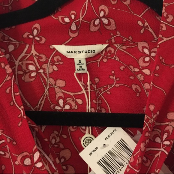 NWT Max Studio Flutter Sleeve Tie Neck Dress - Picture 2 of 5